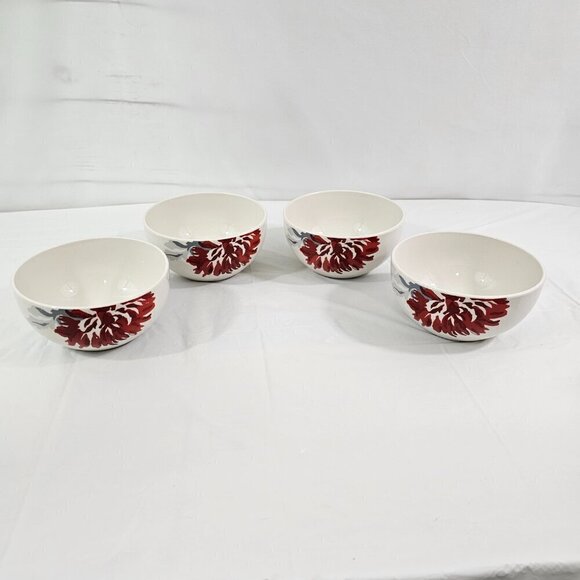 Nanette Lepore Floral Trim Porcelain 5.5" Cereal Soup Salad Bowls – Set of 4 - Picture 16 of 16